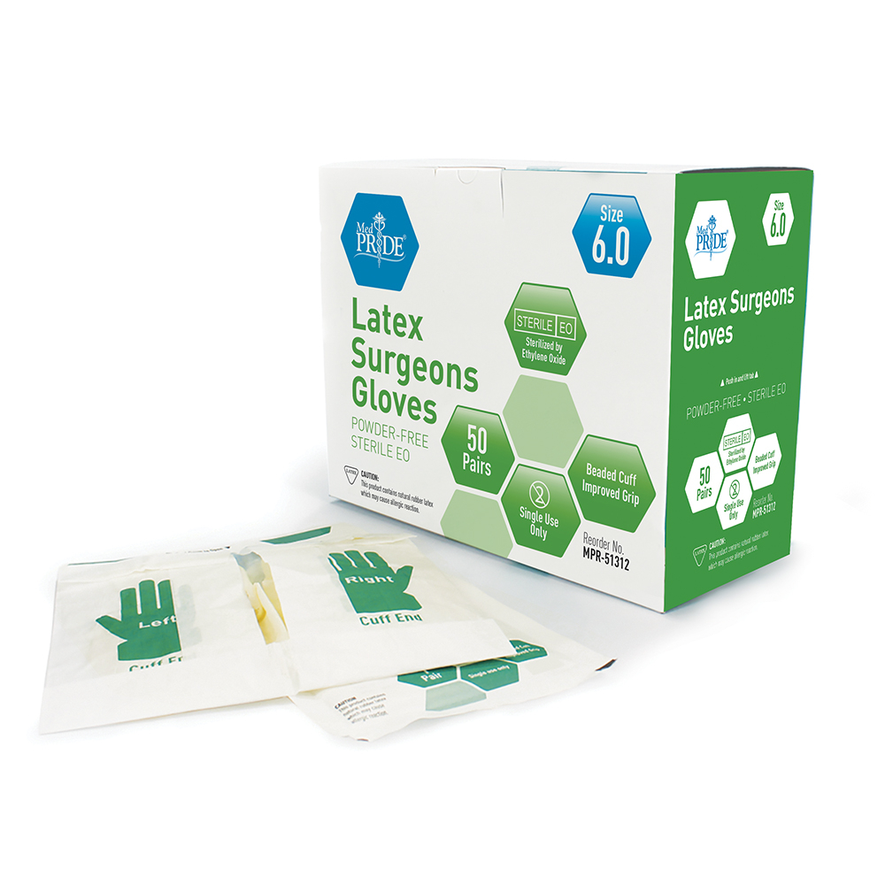 Guantes estériles de látex sin polvo