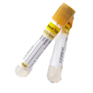 Tubo amarillo de química con gel